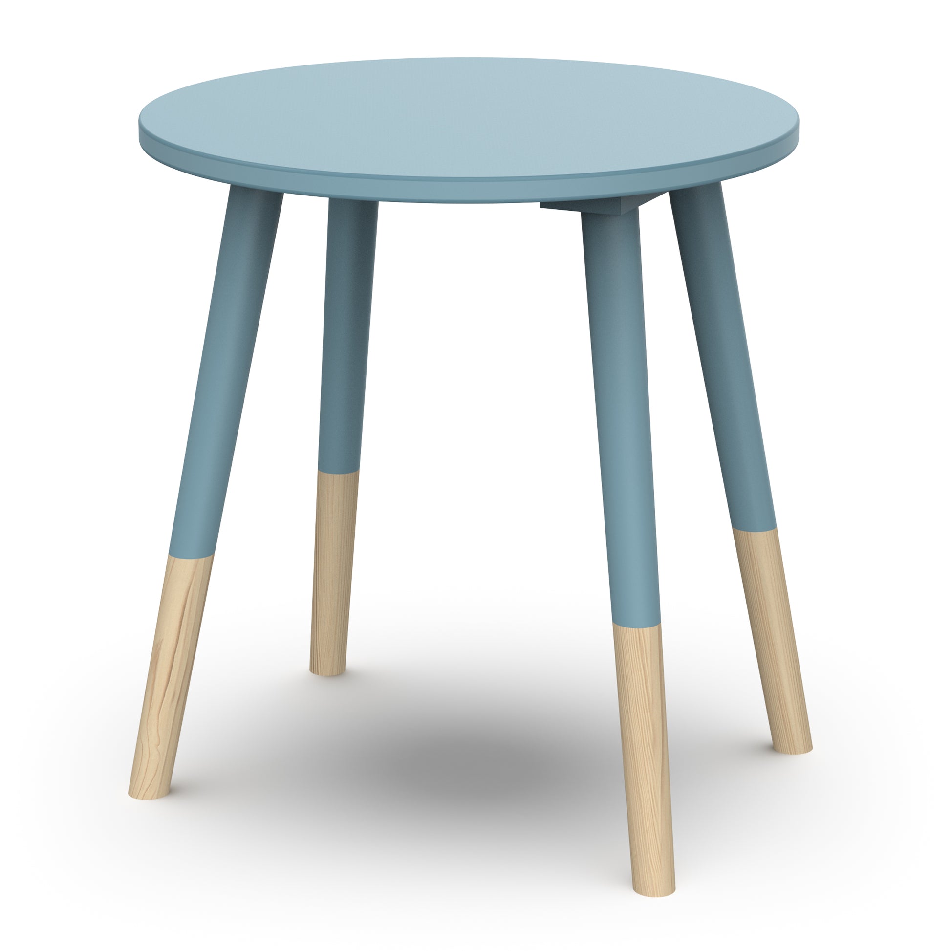 Poppy Round Stool Seat For Kids- Blue & Oak - FurniComp