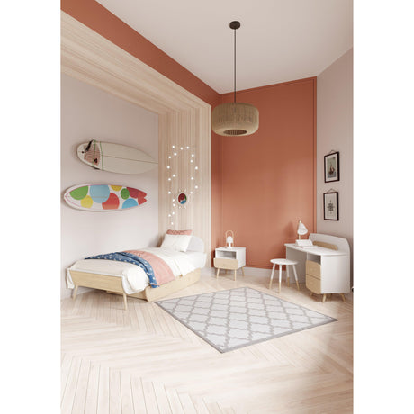 Poppy 1 Drawer Bedside Table- Matt White & Oak - FurniComp