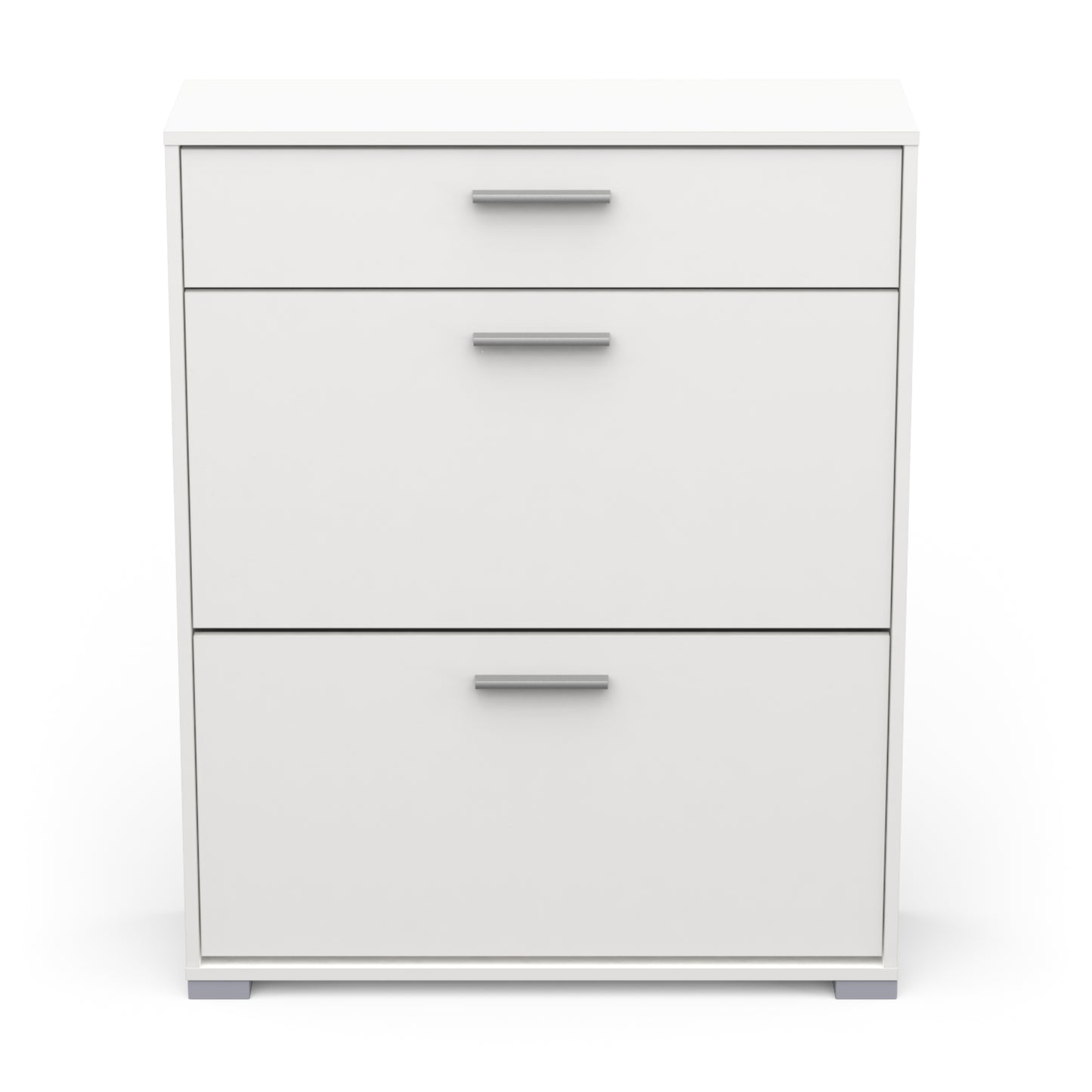 Prague 2 Door 1 Drawer Matt White Shoe Cabinet - FurniComp