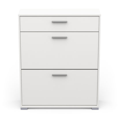 Prague 2 Door 1 Drawer Matt White Shoe Cabinet - FurniComp