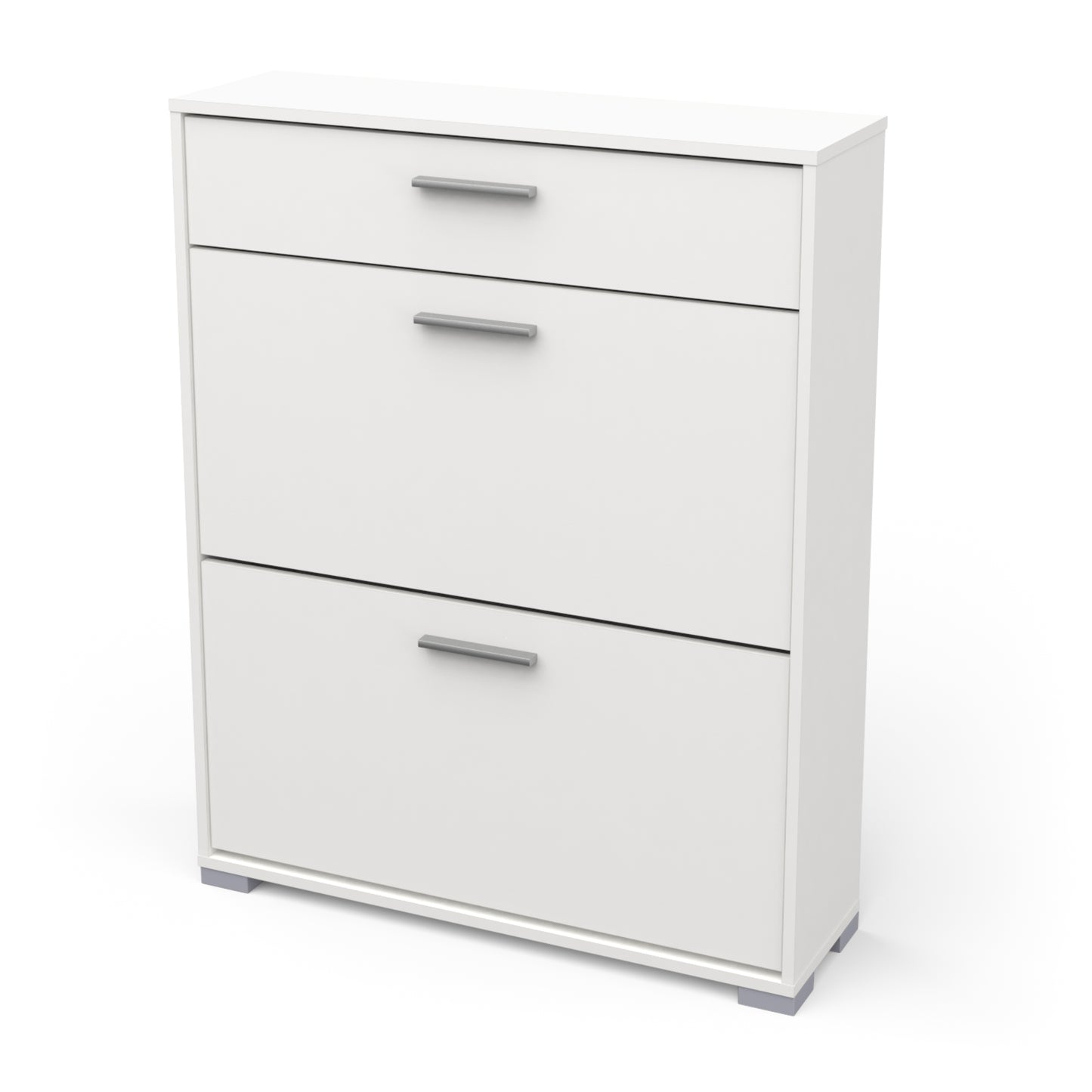 Prague 2 Door 1 Drawer Matt White Shoe Cabinet - FurniComp