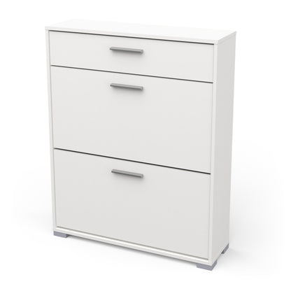 Prague 2 Door 1 Drawer Matt White Shoe Cabinet - FurniComp