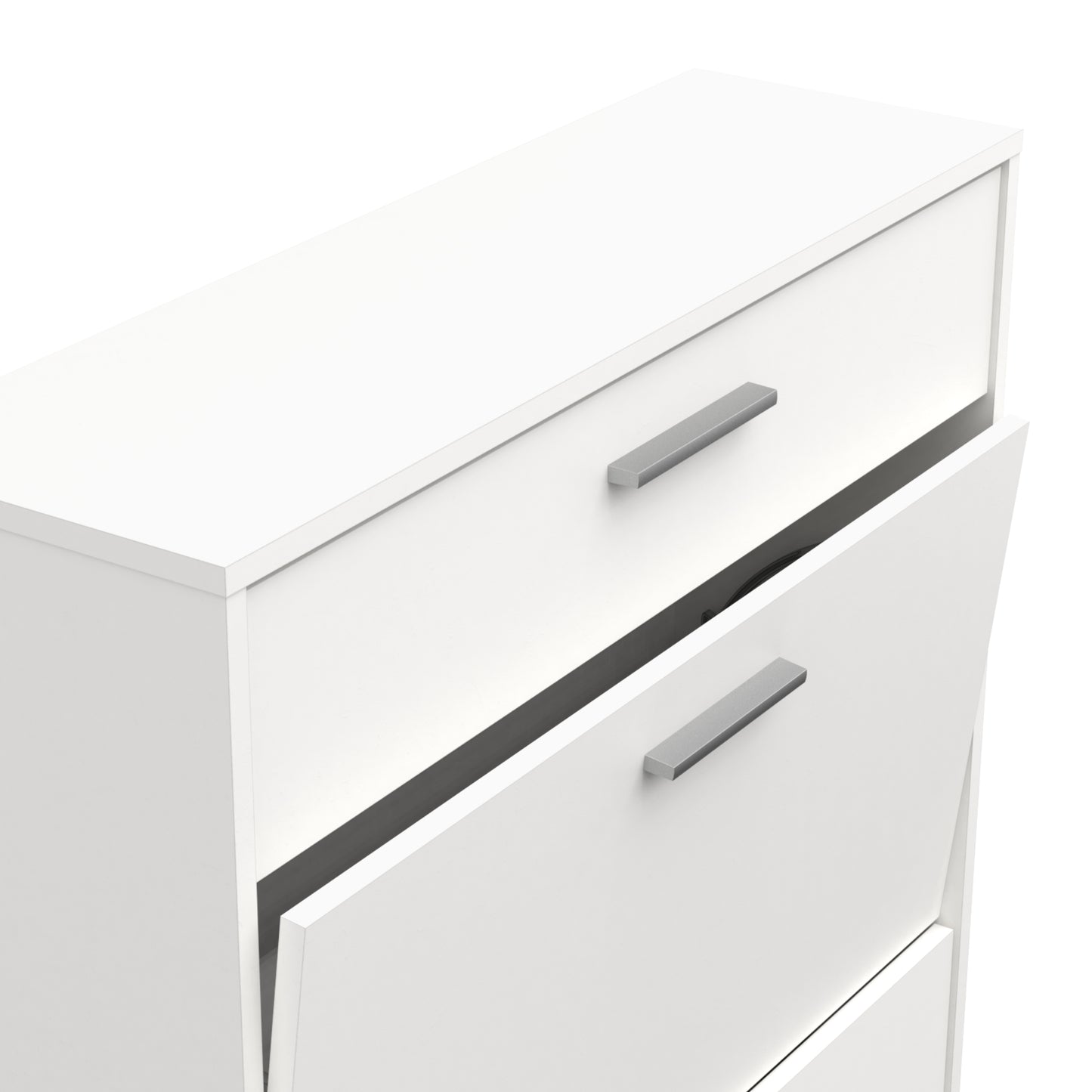 Prague 2 Door 1 Drawer Matt White Shoe Cabinet - FurniComp