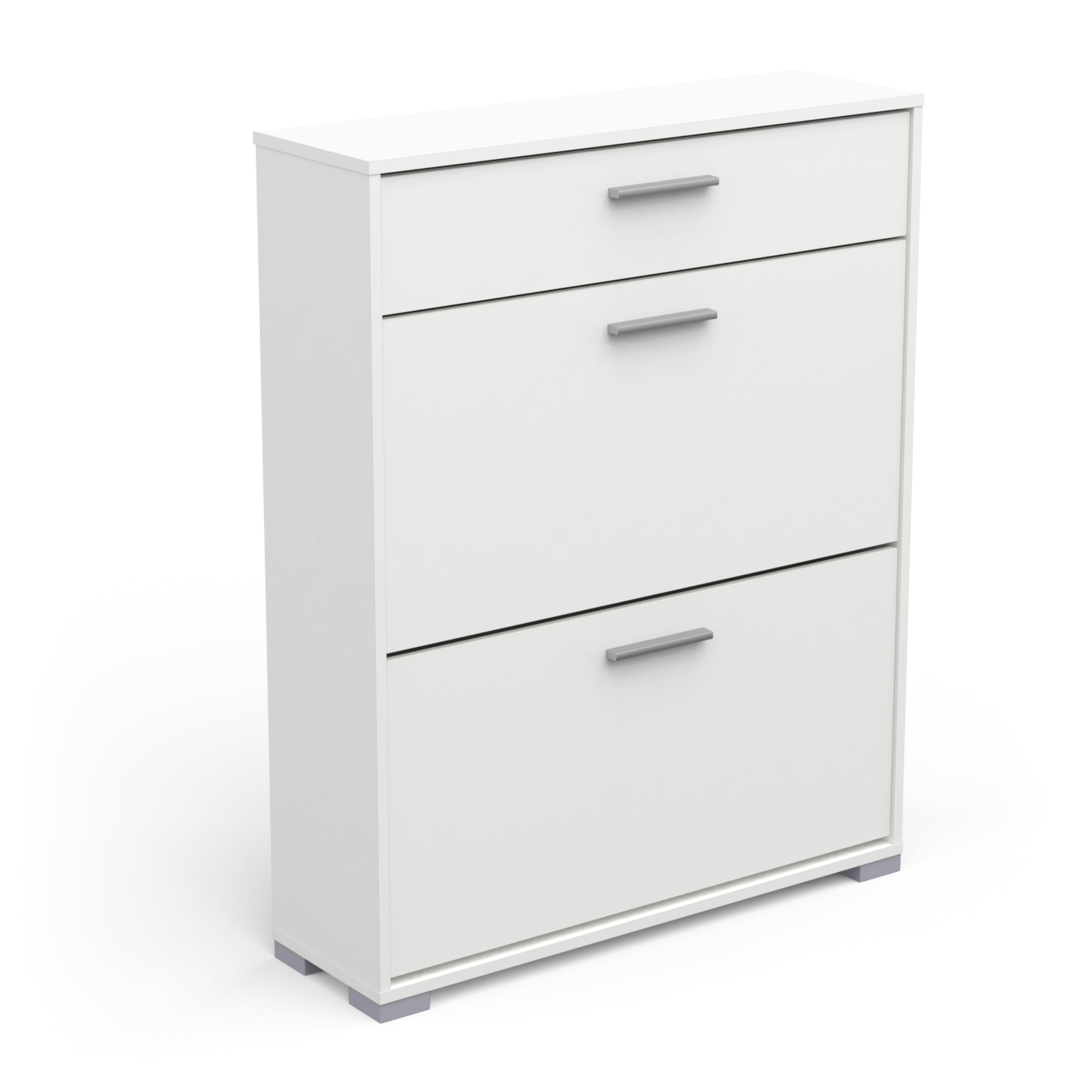 Prague 2 Door 1 Drawer Matt White Shoe Cabinet - FurniComp