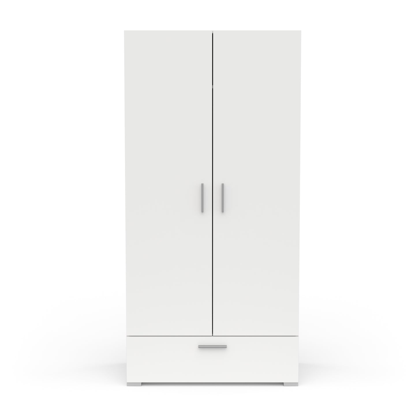 Prague 2 Door 1 Drawer Matt White Wardrobe - FurniComp