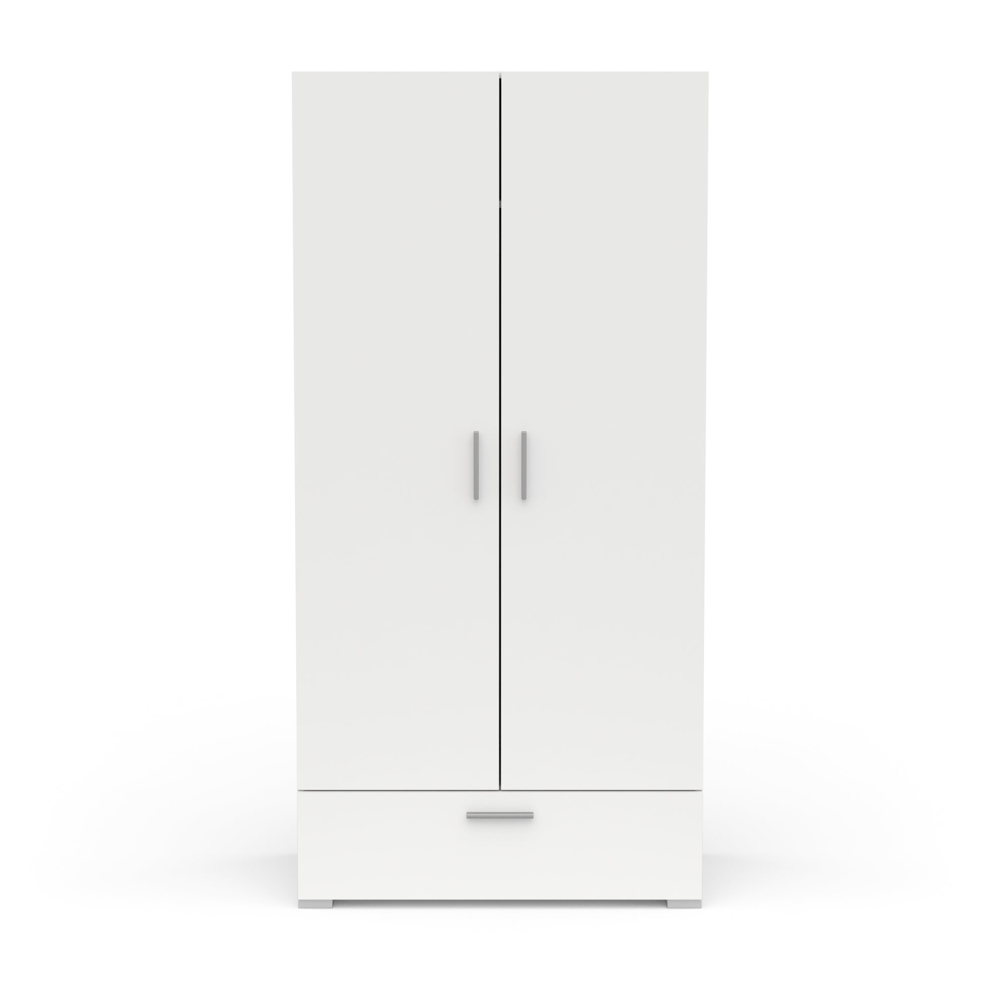 Prague 2 Door 1 Drawer Matt White Wardrobe - FurniComp