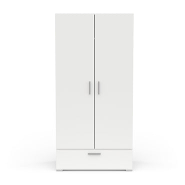 Prague 2 Door 1 Drawer Matt White Wardrobe - FurniComp