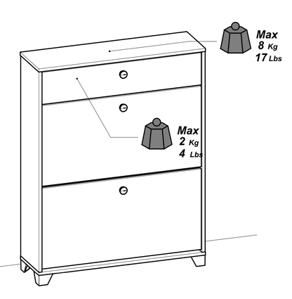 Prague 2 Door 1 Drawer Matt White Shoe Cabinet - FurniComp