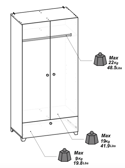 Prague 2 Door 1 Drawer Matt White Wardrobe - FurniComp