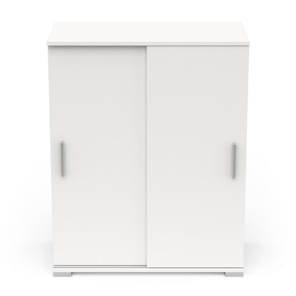 Prague 2 Door Matt White Tall Sliding Door Sideboard/Highboard - FurniComp