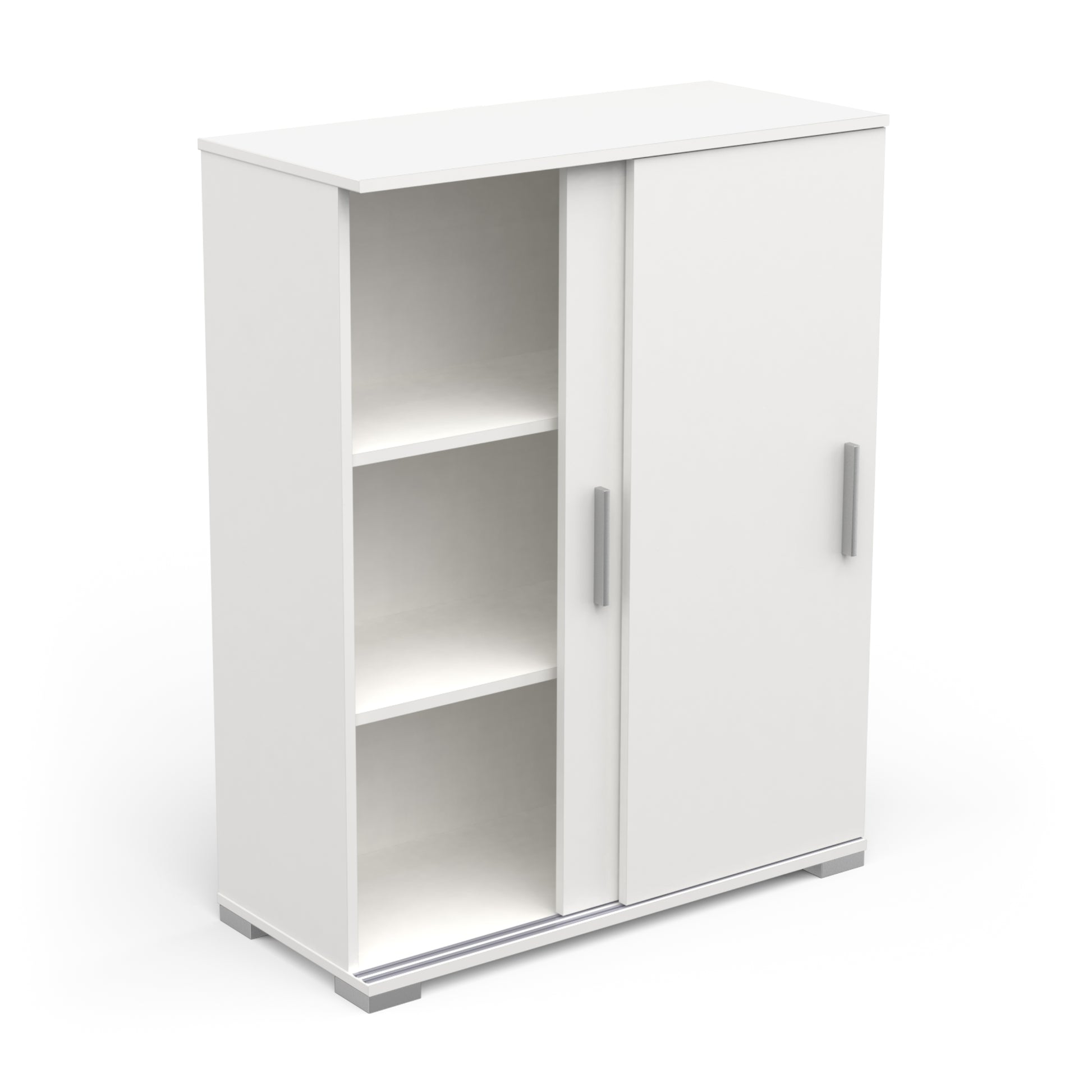 Prague 2 Door Matt White Tall Sliding Door Sideboard/Highboard - FurniComp