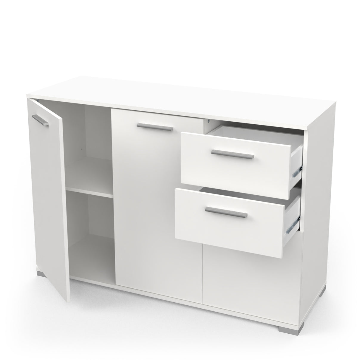 Prague 3 Door 2 Drawer 120cm Matt White Sideboard - FurniComp