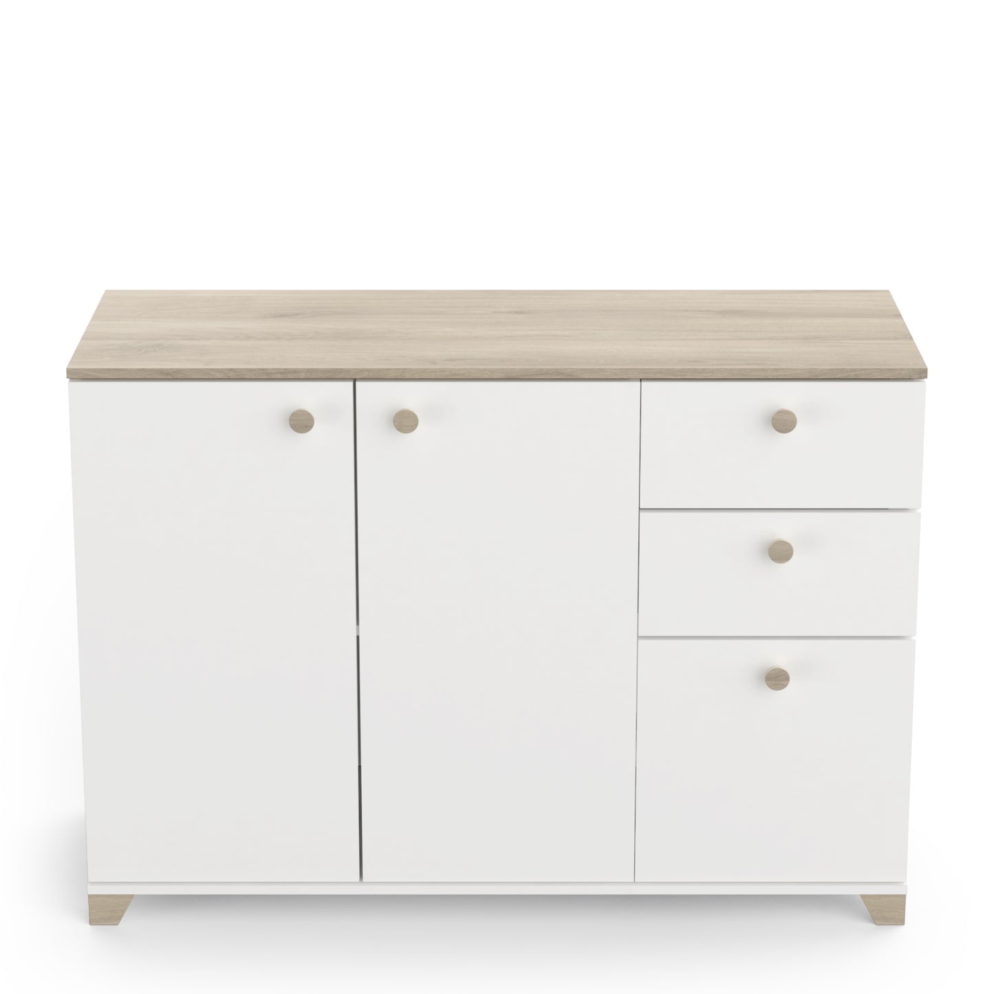 Prague 3 Door 2 Drawer 120cm Matt White and Oak Sideboard - FurniComp