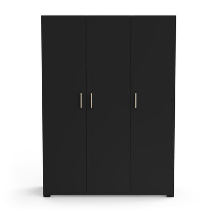 Prague 3 Door Matt Black and Oak Wardrobe - FurniComp