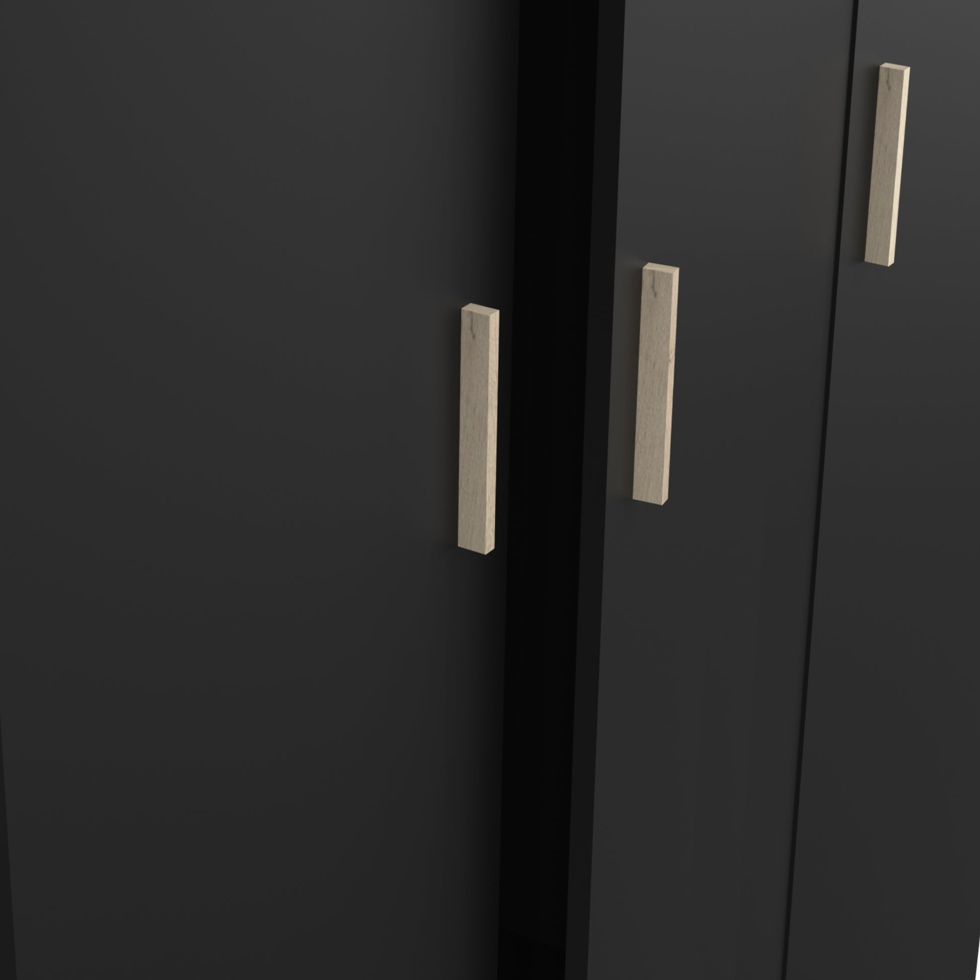 Prague 3 Door Matt Black and Oak Wardrobe - FurniComp