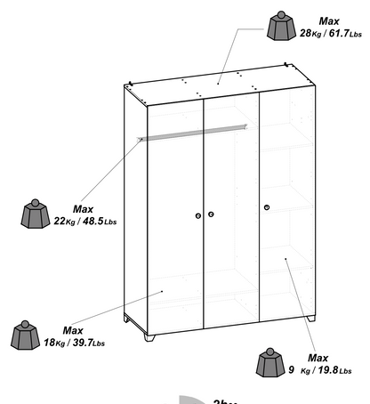 Prague 3 Door Matt Black and Oak Wardrobe - FurniComp