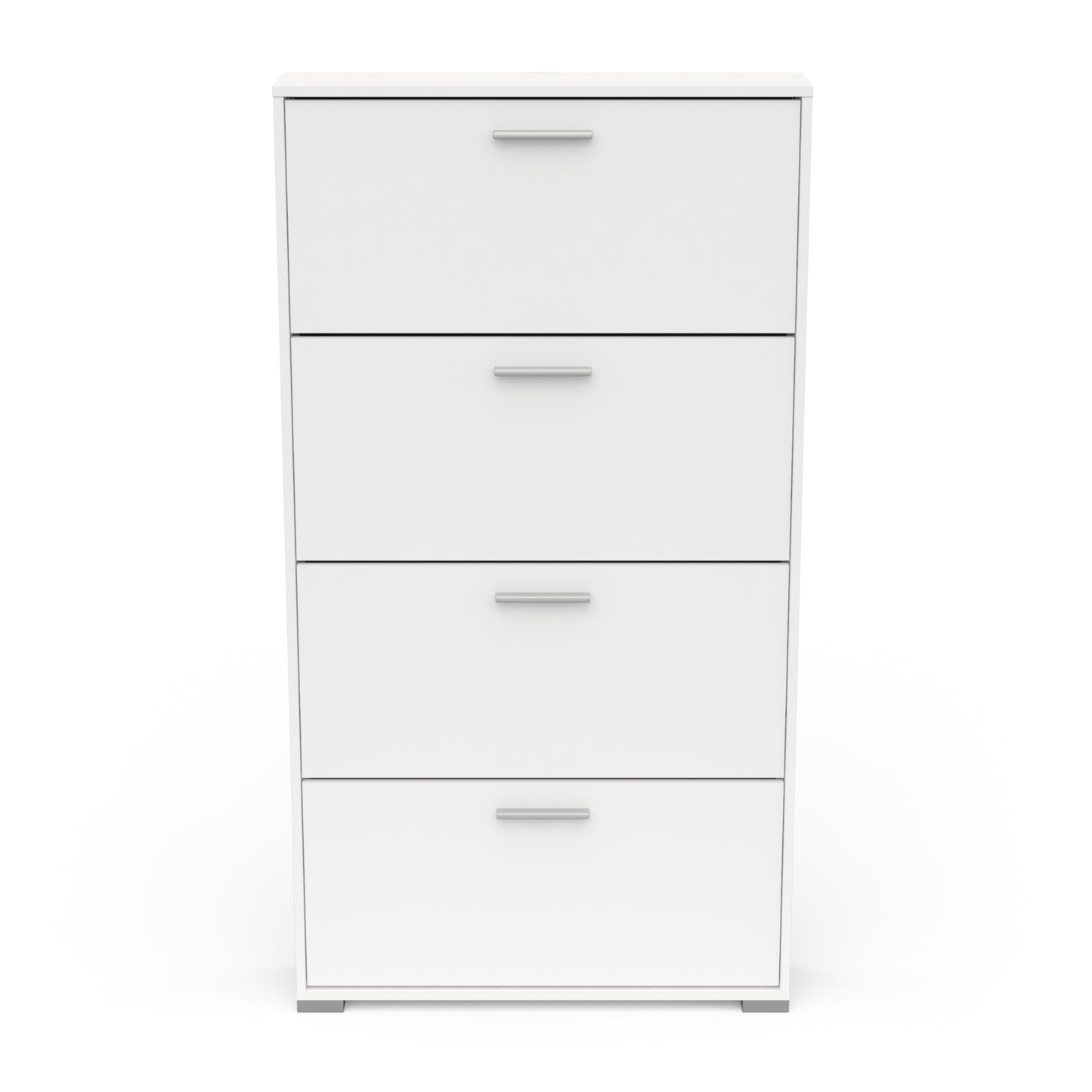 Prague 4 Door Matt White Tall Shoe Storage Cabinet Rack - FurniComp