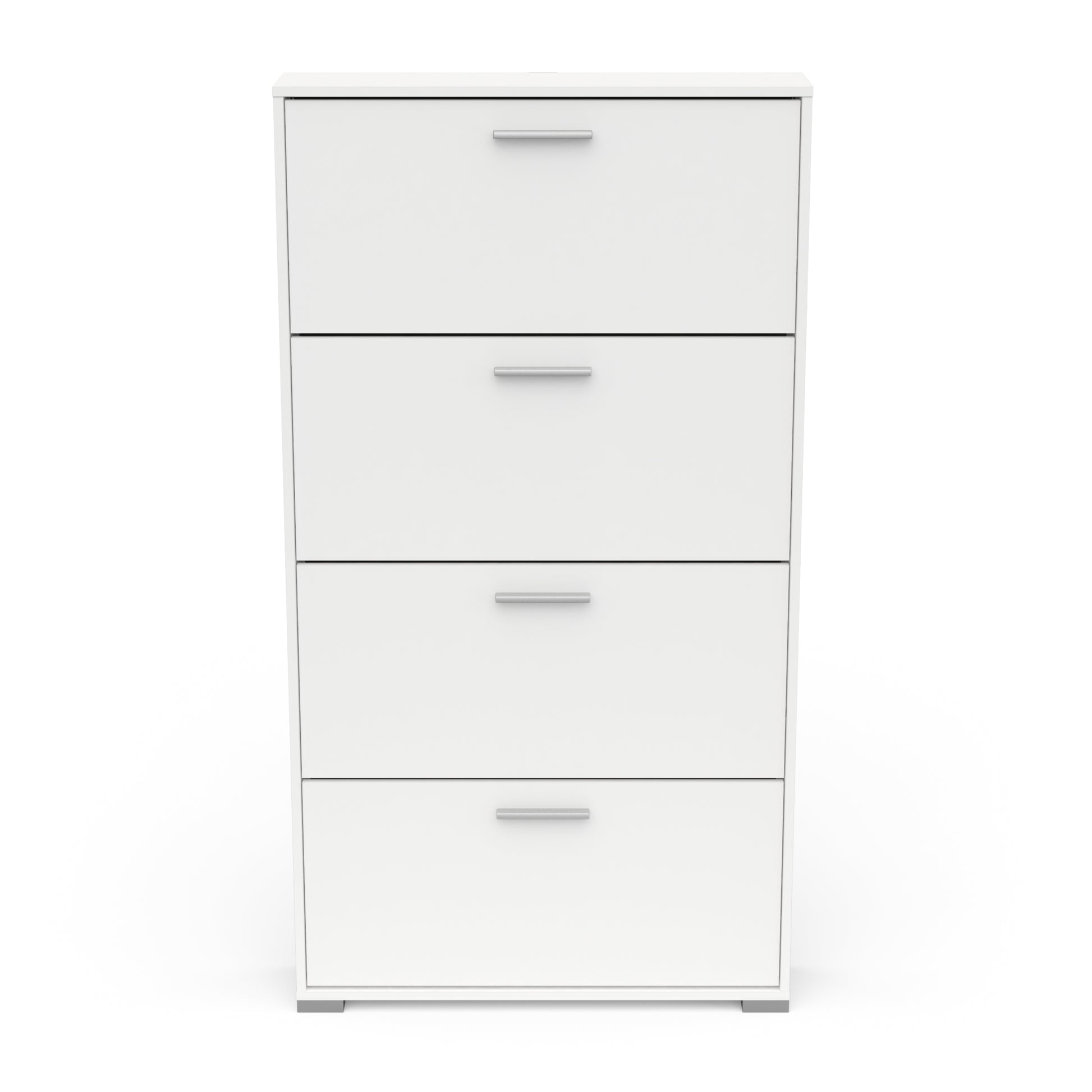 Prague 4 Door Matt White Tall Shoe Storage Cabinet Rack - FurniComp