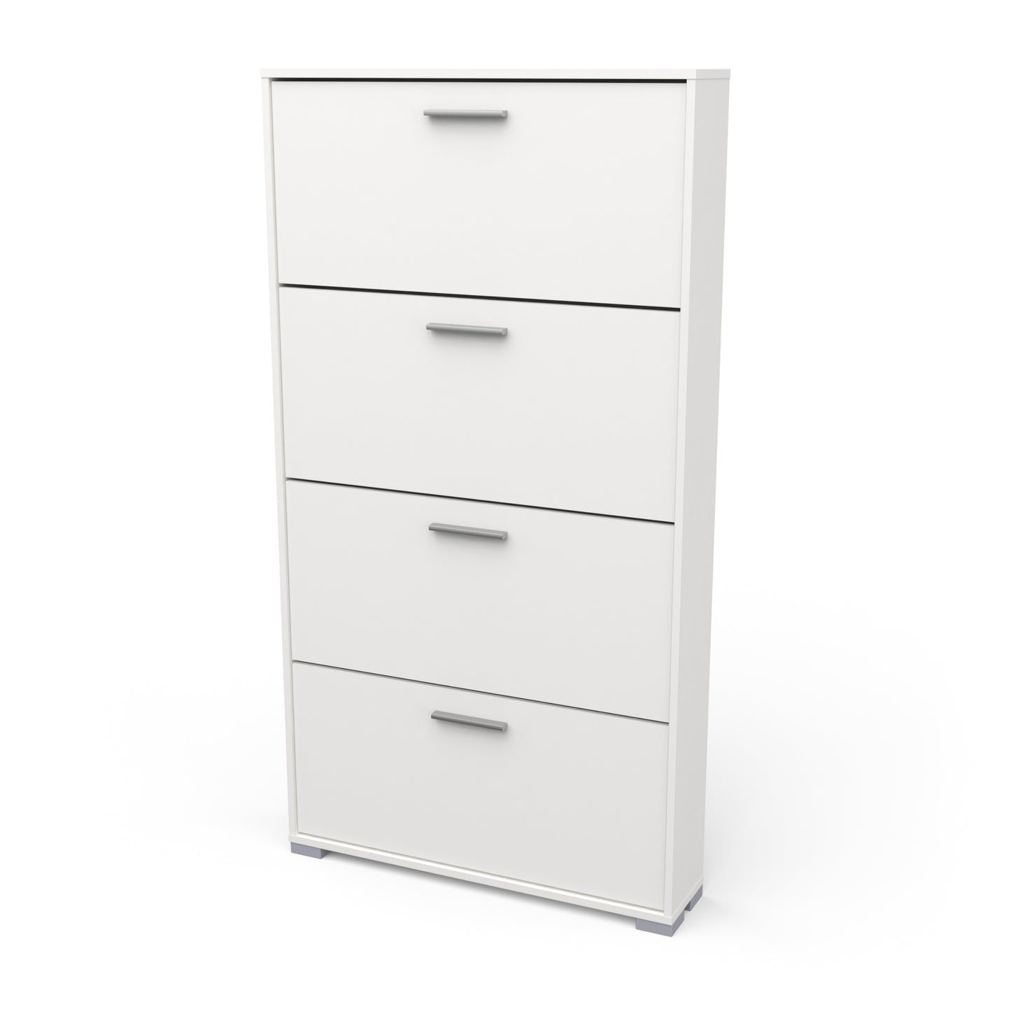 Prague 4 Door Matt White Tall Shoe Storage Cabinet Rack - FurniComp