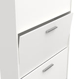 Prague 4 Door Matt White Tall Shoe Storage Cabinet Rack - FurniComp