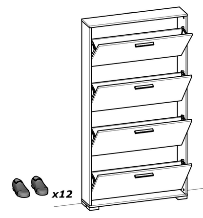 Prague 4 Door Matt White Tall Shoe Storage Cabinet Rack - FurniComp