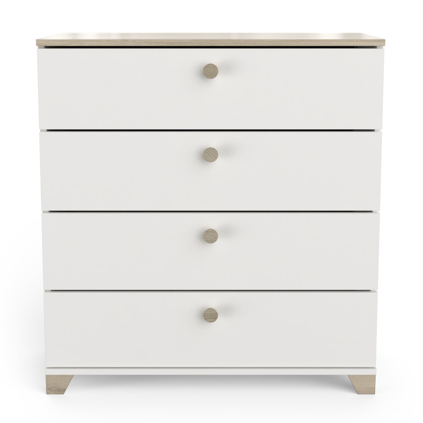 Prague 4 Drawer Matt White and Oak Chest of Drawers - FurniComp