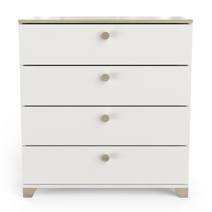 Prague 4 Drawer Matt White and Oak Chest of Drawers - FurniComp