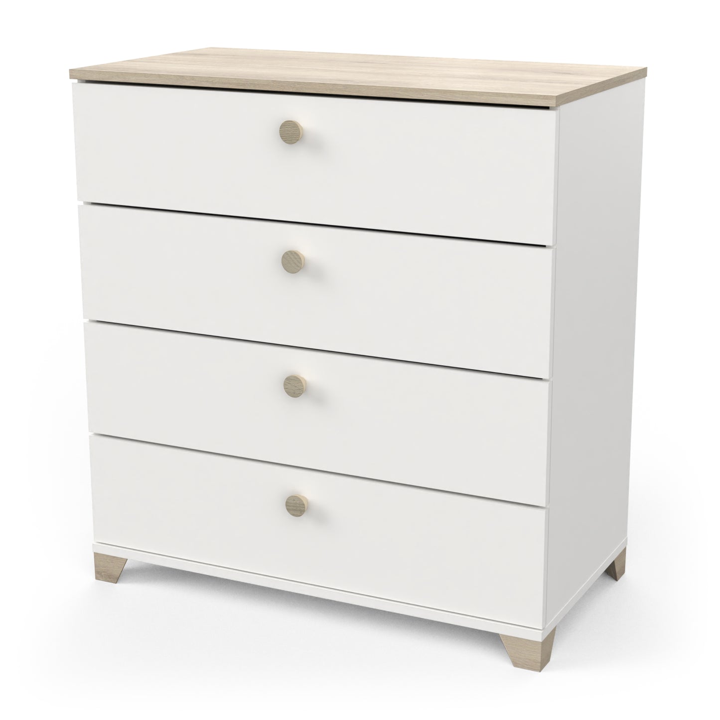 Prague 4 Drawer Matt White and Oak Chest of Drawers - FurniComp