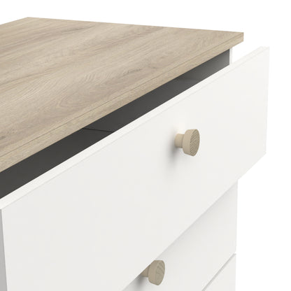 Prague 4 Drawer Matt White and Oak Chest of Drawers - FurniComp