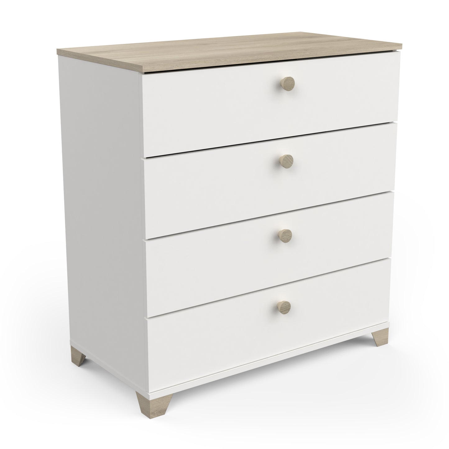 Prague 4 Drawer Matt White and Oak Chest of Drawers - FurniComp