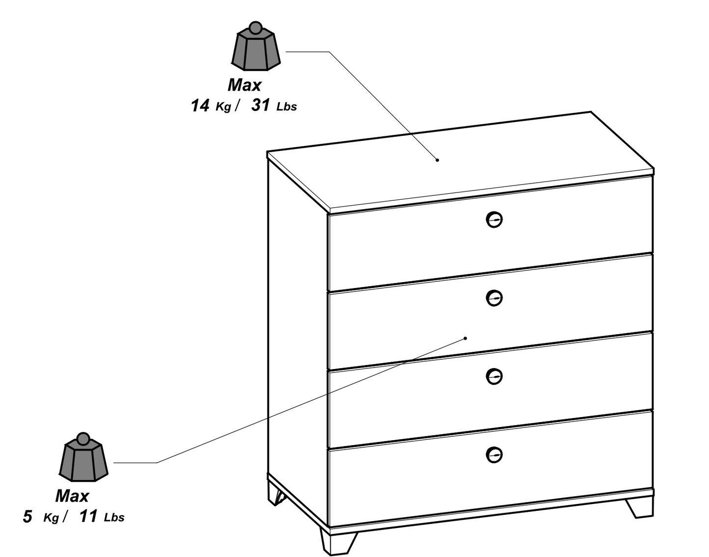 Prague 4 Drawer Matt White and Oak Chest of Drawers - FurniComp