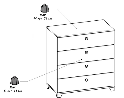 Prague 4 Drawer Matt White and Oak Chest of Drawers - FurniComp