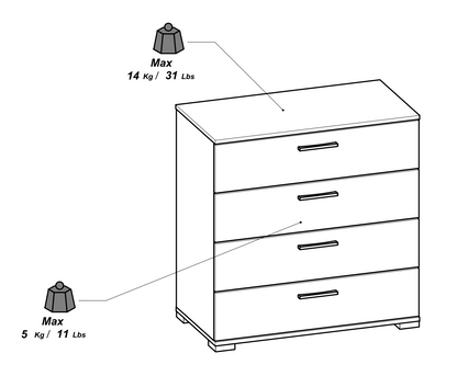 Prague 4 Drawer Matt White Chest of Drawers - FurniComp