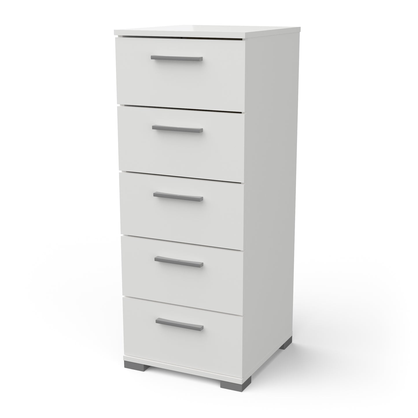 Prague 5 Drawer Matt White Tall Chest of Drawers - FurniComp