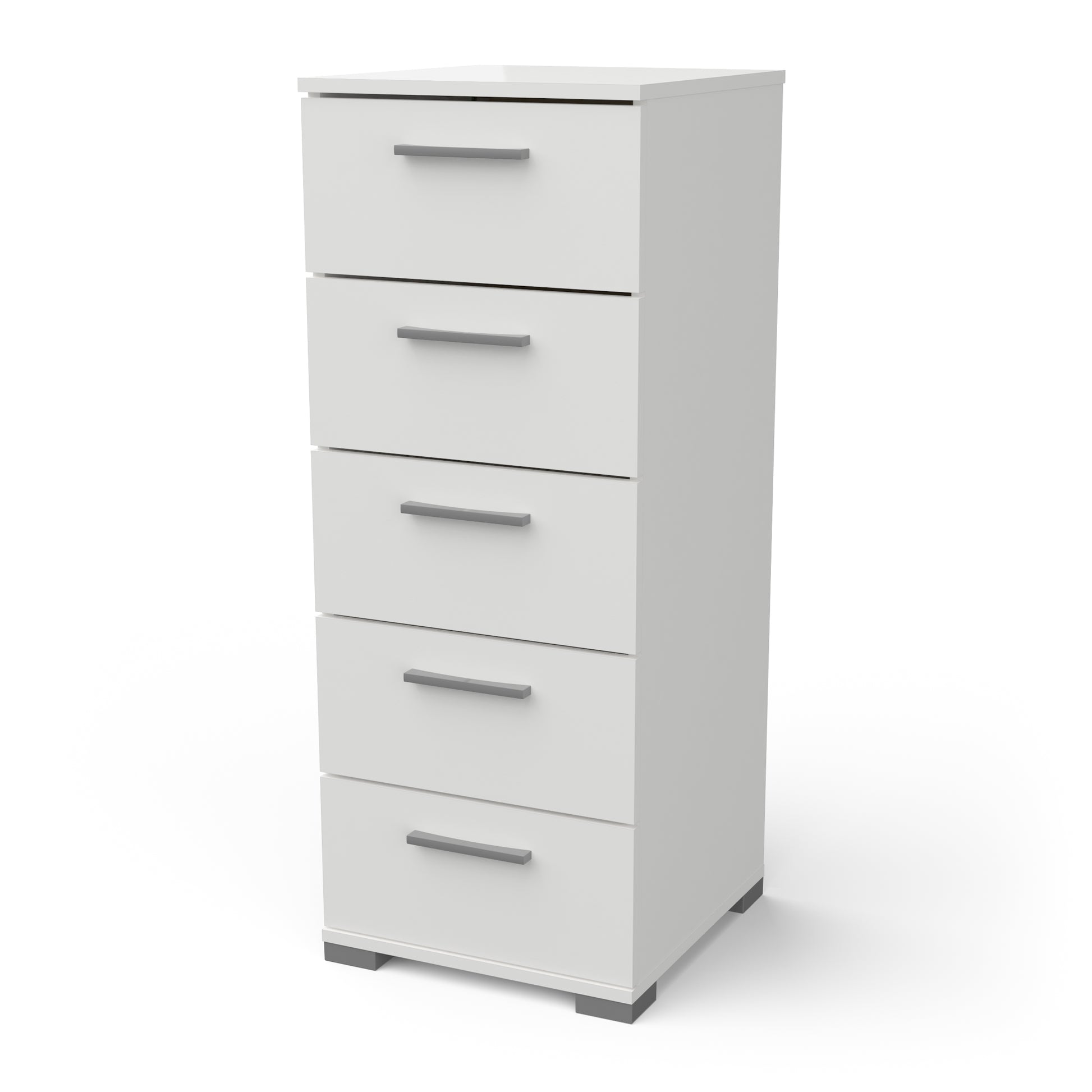 Prague 5 Drawer Matt White Tall Chest of Drawers - FurniComp