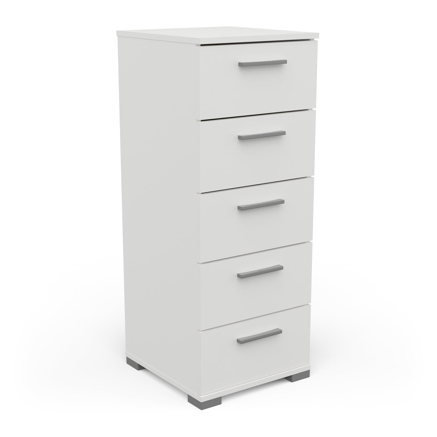 Prague 5 Drawer Matt White Tall Chest of Drawers - FurniComp