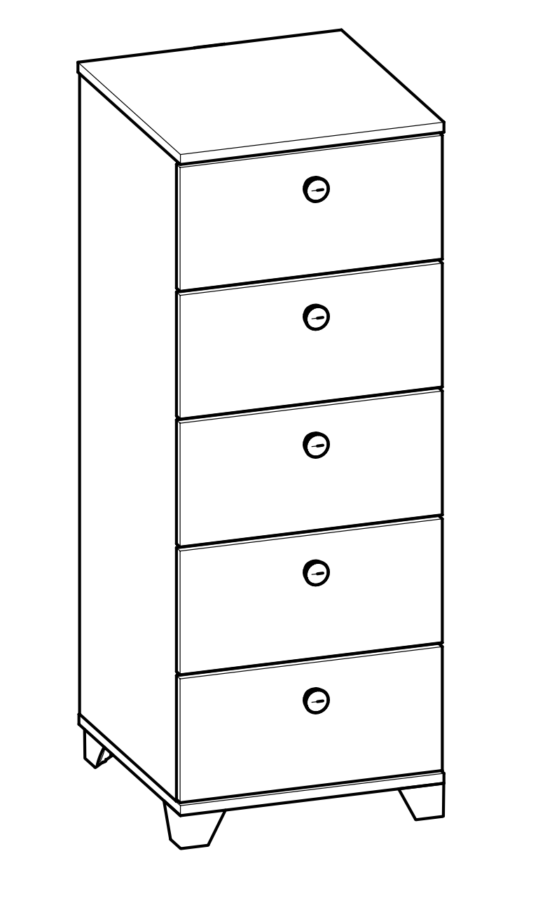 Prague 5 Drawer Matt White and Oak Tall Chest of Drawers - FurniComp