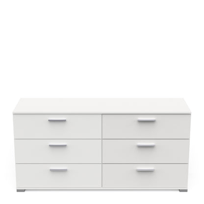 Prague 6 Drawer (3+3) Matt White Chest of Drawers - FurniComp