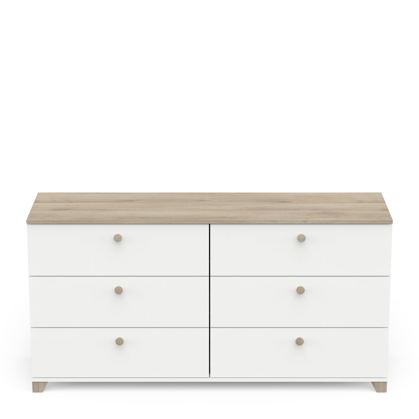 Prague 6 Drawer (3+3) Matt White and Oak Chest of Drawers - FurniComp