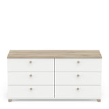 Prague 6 Drawer (3+3) Matt White and Oak Chest of Drawers - FurniComp