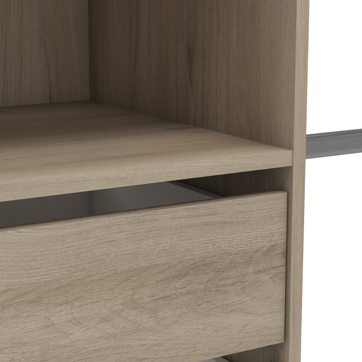 Quinn 2 Drawer Open Wardrobe with Shelves and Rail - Kronberg Oak - FurniComp