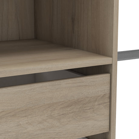 Quinn 2 Drawer Open Wardrobe with Shelves and Rail - Kronberg Oak - FurniComp
