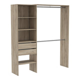 Quinn 2 Drawer Open Wardrobe with Shelves and Rail - Kronberg Oak - FurniComp