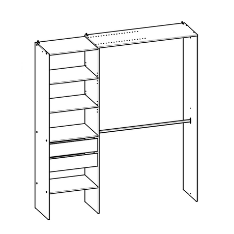 Quinn 2 Drawer Open Wardrobe with Shelves and Rail - Kronberg Oak - FurniComp