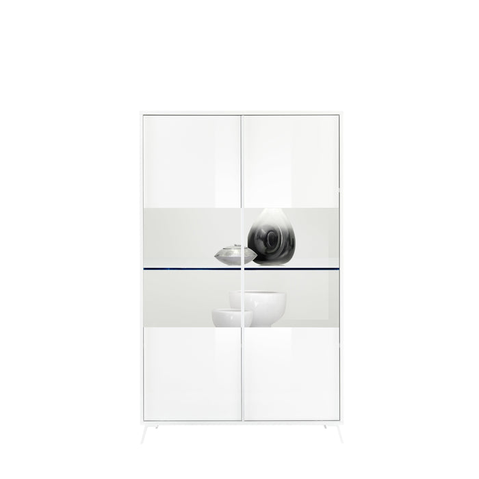 Ravenna 2 Door 104cm White Gloss Glass Display Cabinet - FurniComp