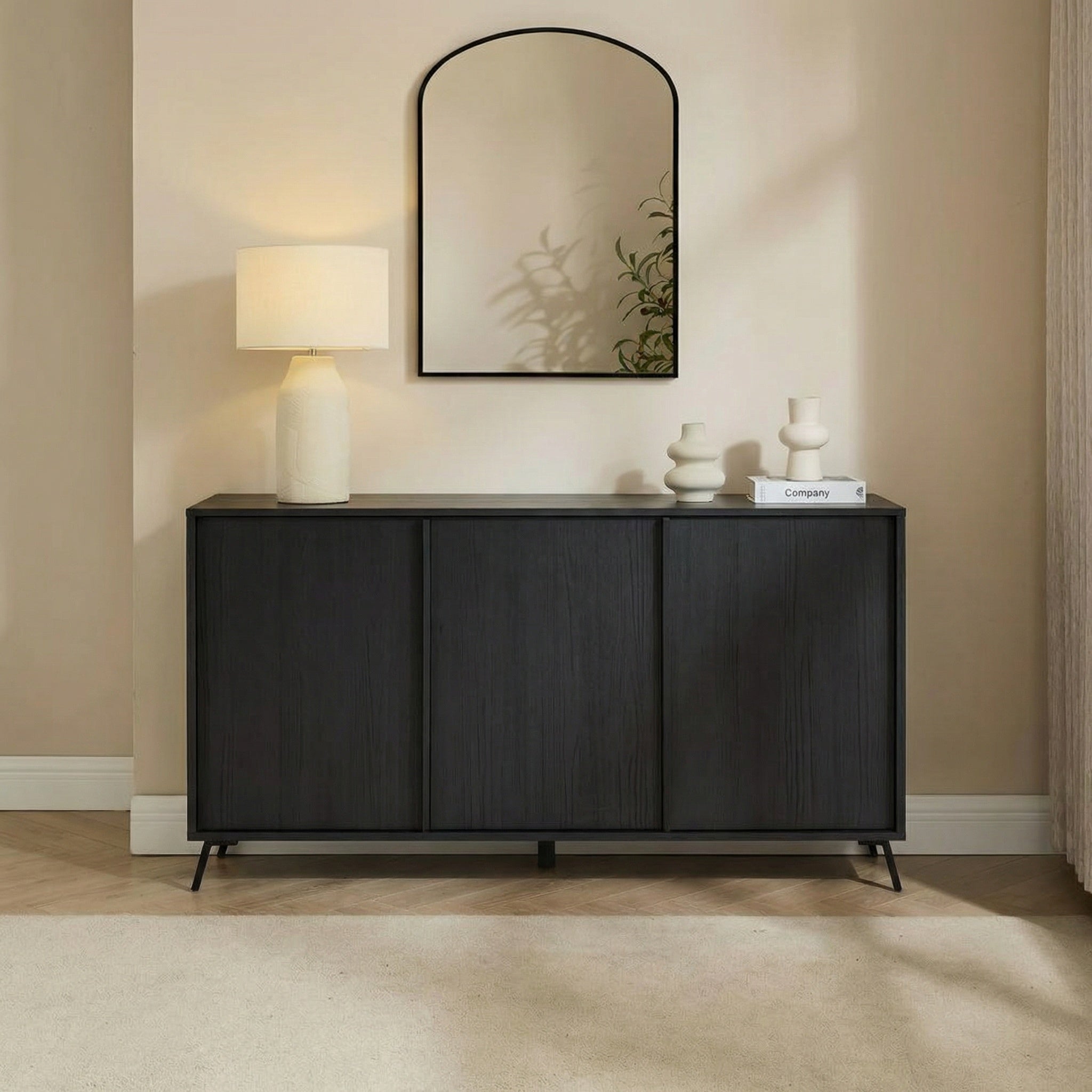 DRA  Ravenna 3 Door 156cm Black Oak Sideboard – FurniComp