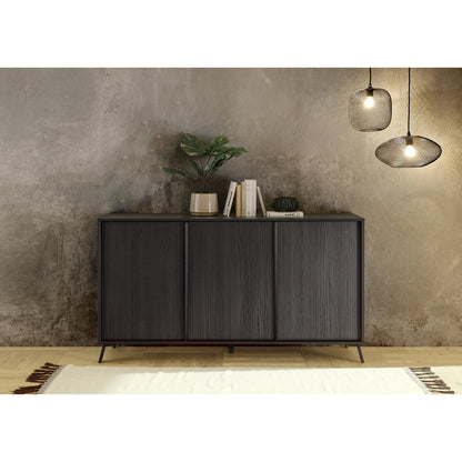 Ravenna 3 Door 156cm Black Oak Sideboard - FurniComp