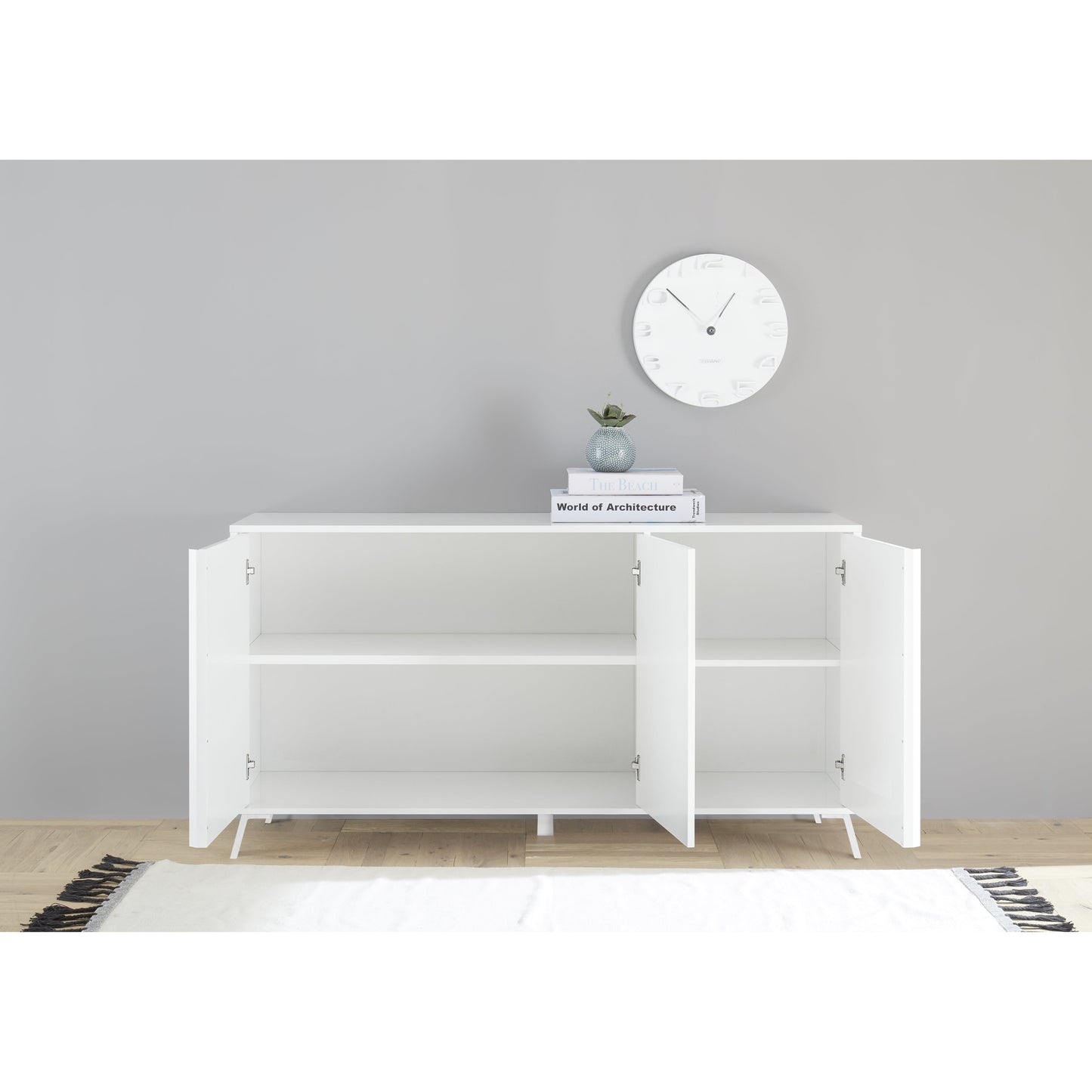 Ravenna 3 Door 156cm White Gloss Sideboard - FurniComp