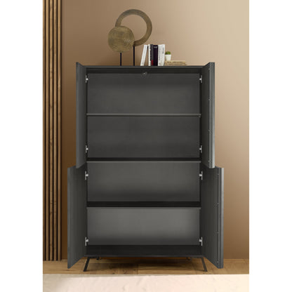 Ravenna 4 Door 104cm Black Oak Tall Sideboard/Highboard - FurniComp