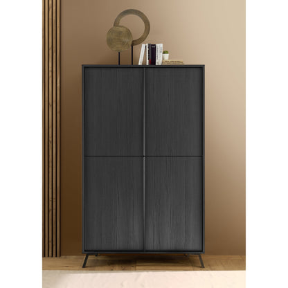 Ravenna 4 Door 104cm Black Oak Tall Sideboard/Highboard - FurniComp